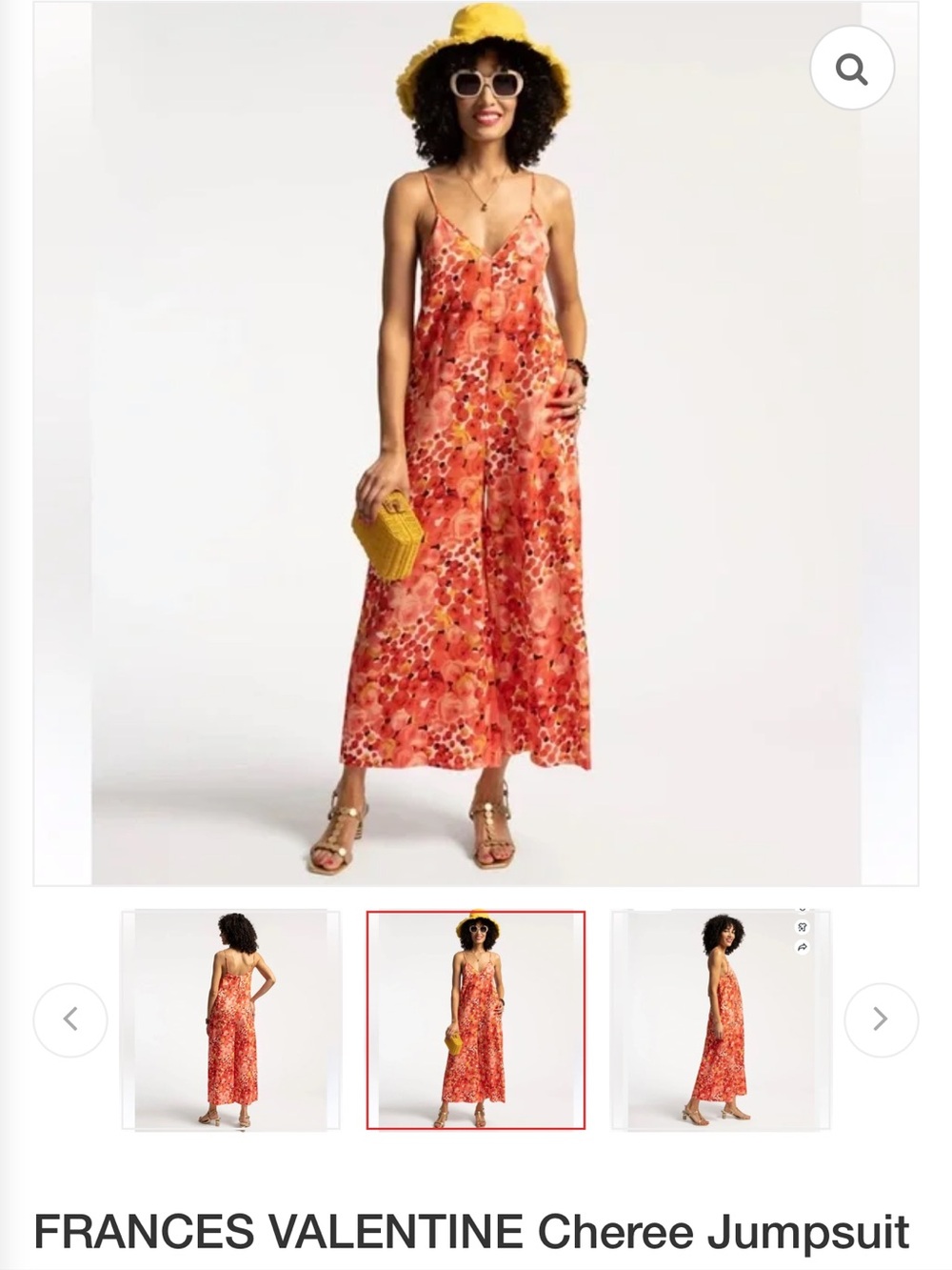 FRANCES VALENTINE Cheree Floral Jumpsuit/Romper - Coral Red